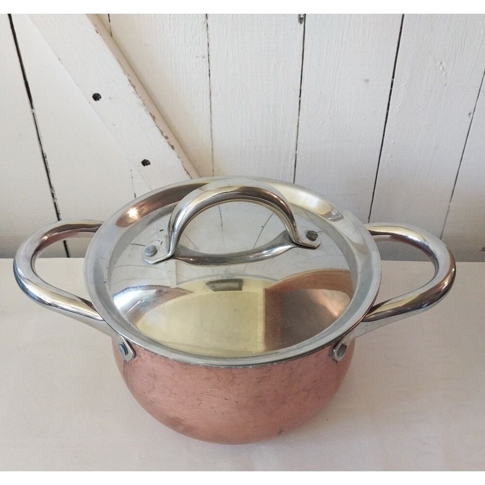 La Sera Cookware Copper Kettle/Pot Collection De Luxe Copper Triply w/Lid - Picture 3 of 15